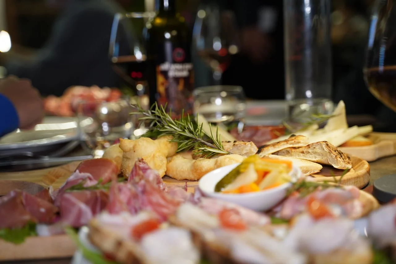 The Tuscan starter board: cured meats, crostini, fried dough and pickles