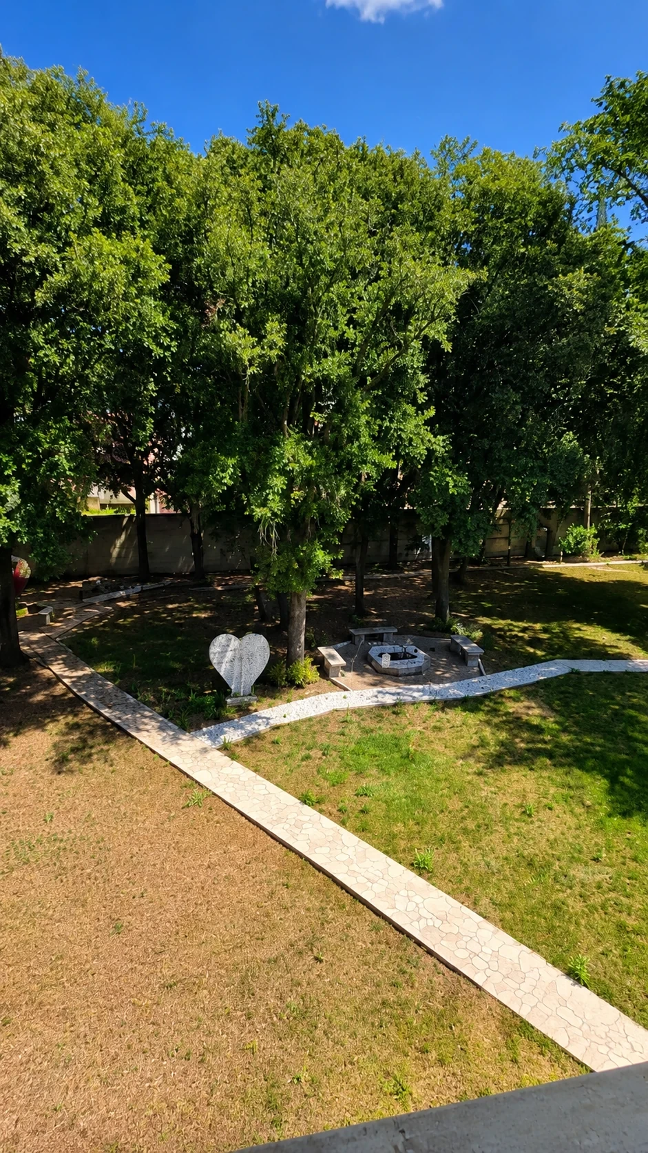 Il giardino alberato di Fantastic Garden osservato dalla finestra della Camera 206