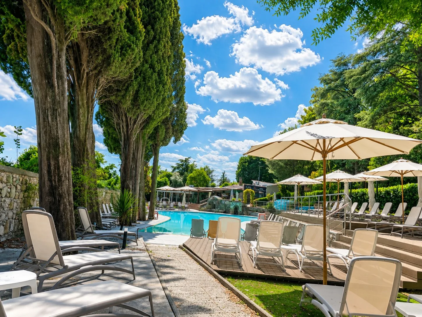 The villa pool on a summer day
