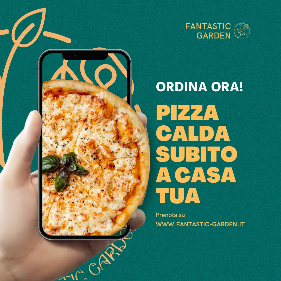 Poster for the villa pizzeria's home delivery service