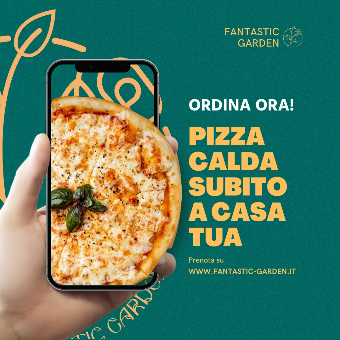 Poster for the villa pizzeria's home delivery service