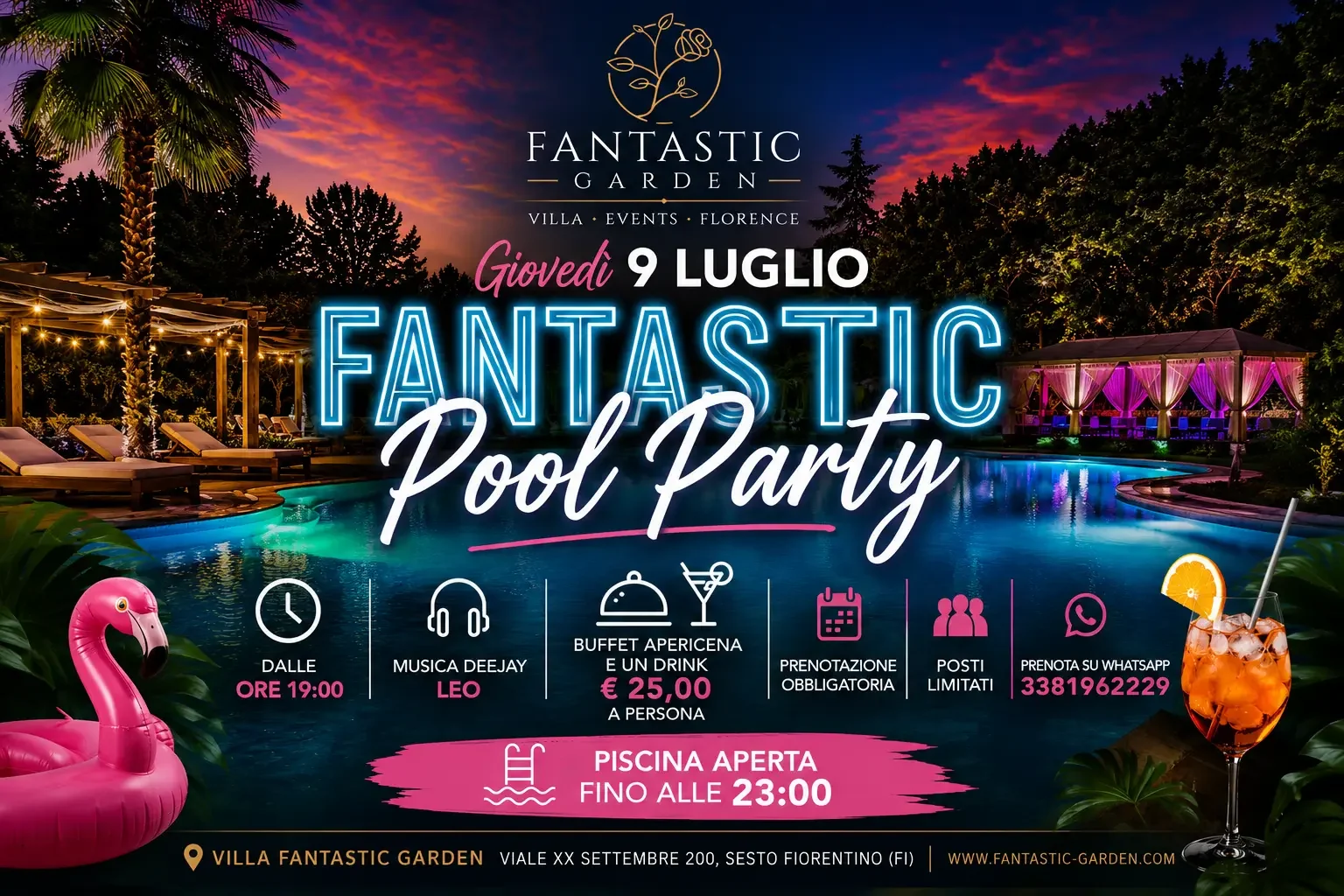 Poster for the Fantastic Pool Party on Thursday 9 July