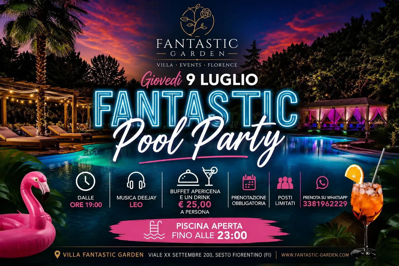 Poster for the Fantastic Pool Party on Thursday 9 July